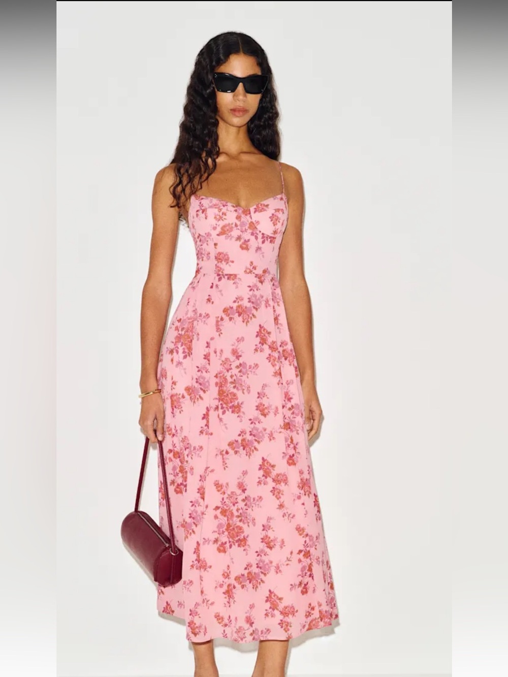 Reformation Jaelyn Dress Long Blush Cream Gown with Thigh Slit
